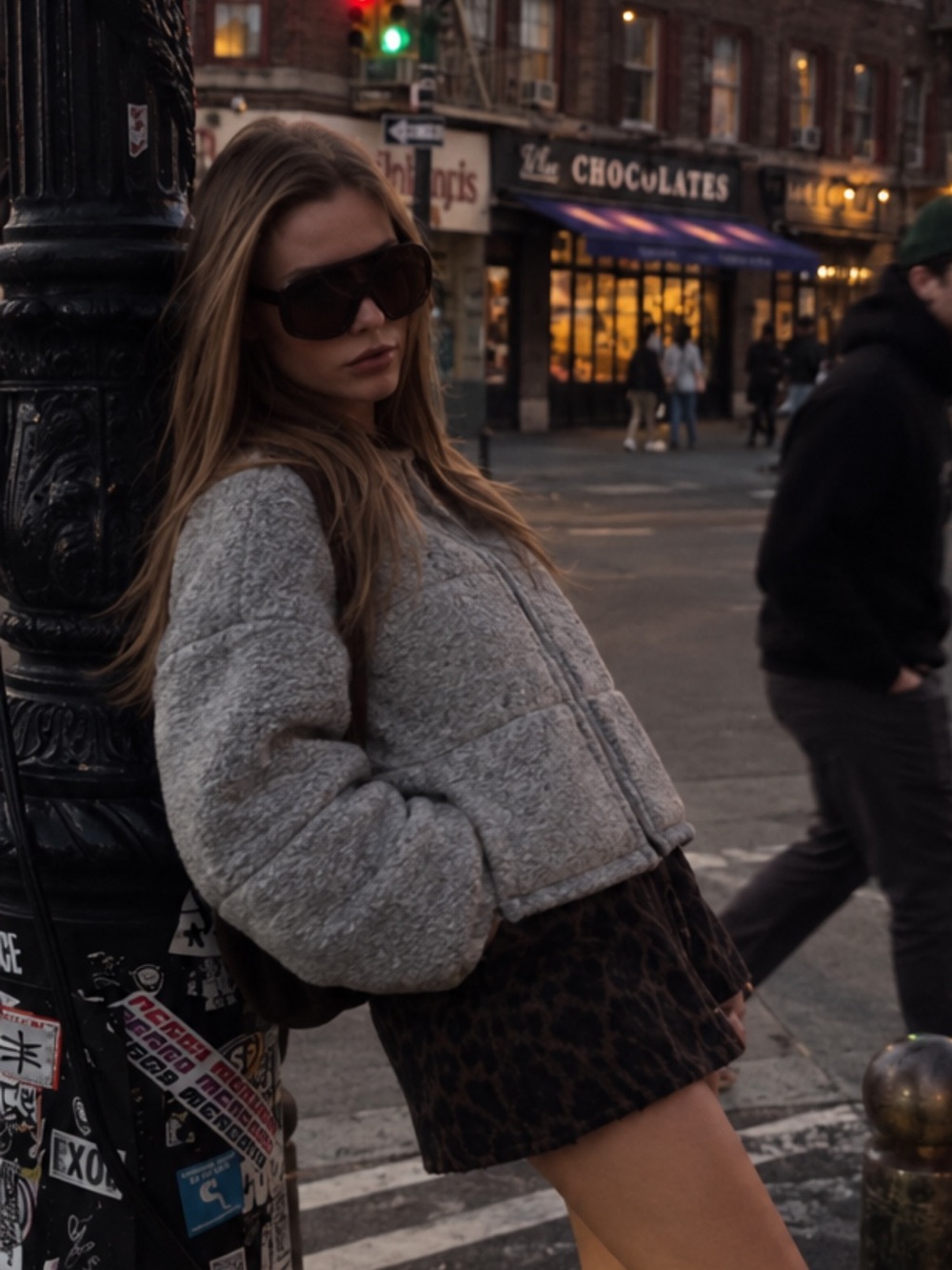 Cozy Grey Cropped Teddy Jacket